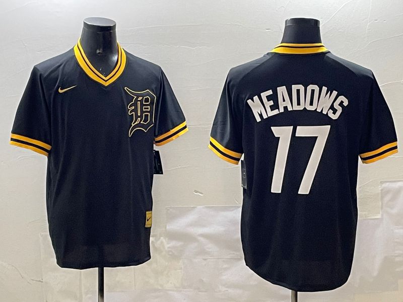 Men Detroit Tigers #17 Meadows Black Gold Game 2025 Nike MLB Jersey style 1->detroit tigers->MLB Jersey